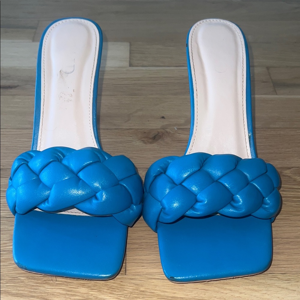 Women's Blue Braided Slide Sandals